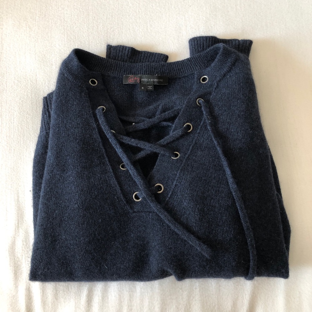 360Cashmere X Rocky Barnes Dylan Lace Up Sweater
